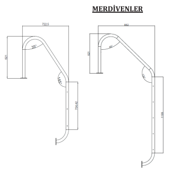 AISI 316 PASLANMAZ FLANŞLI STANDART MERDİVENLER